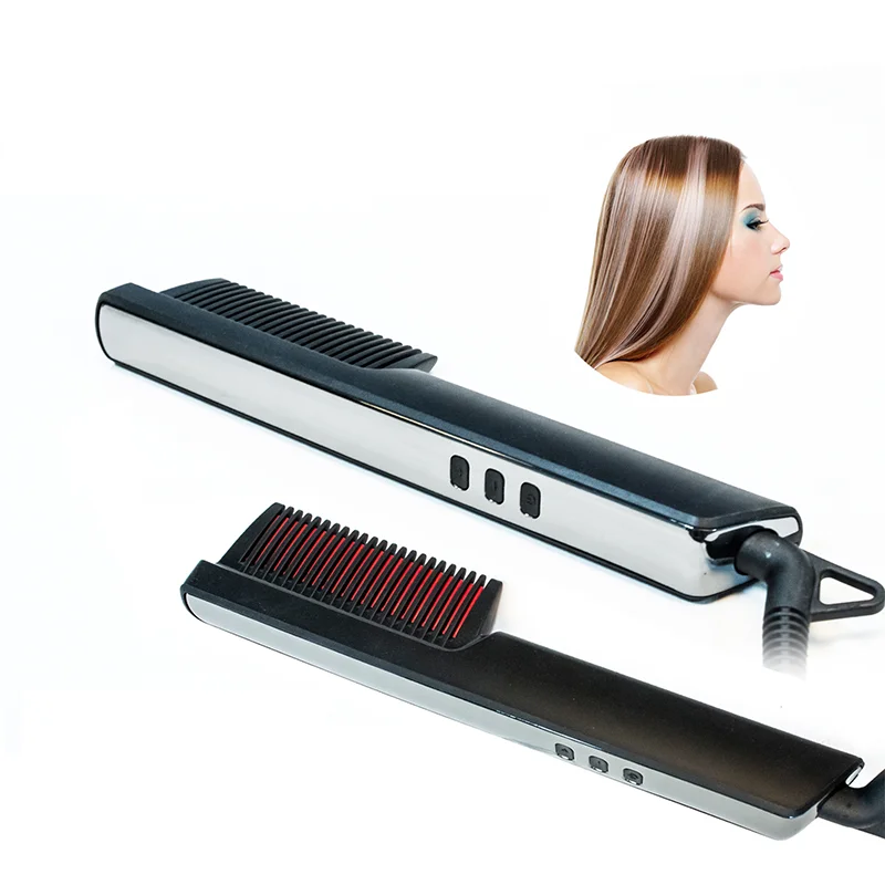 

Fast Heating-up hair straightening brush Professional Portable fast hair straightener brush, Black