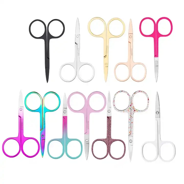 

HMU Wholesale Stainless Steel Eyebrow Scissors Hairdressing Nose Hair Trim Cosmetic Tools Professional Makeup Scissors