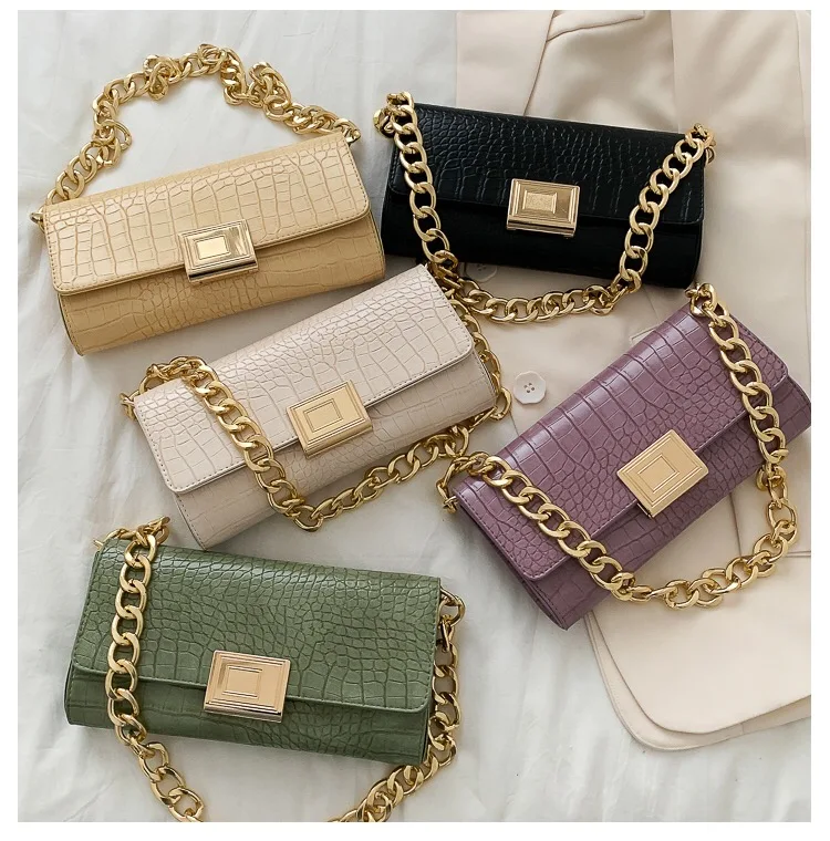 

2021 Fashion Small Bags for Women 2020 Crocodile Pattern Shoulder Purse Luxury Handbags Women Bags Designer