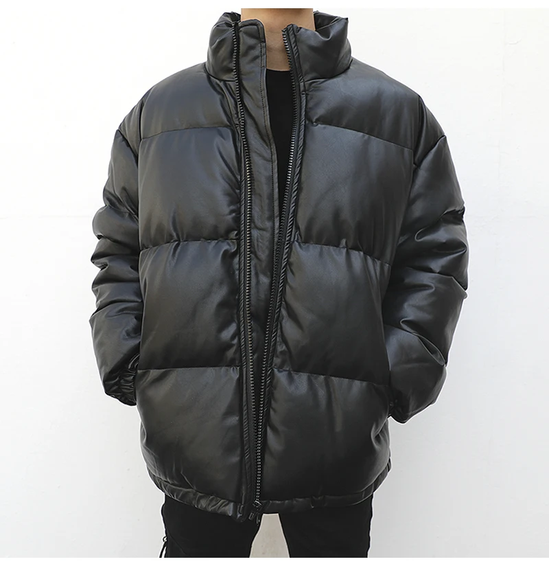 Custom High Quality Men's Coats Thick Warm Hooded Shiny Black Winter ...
