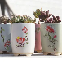 

japanese cylinder hand made mini table cactus ceramic plant pot planters feet