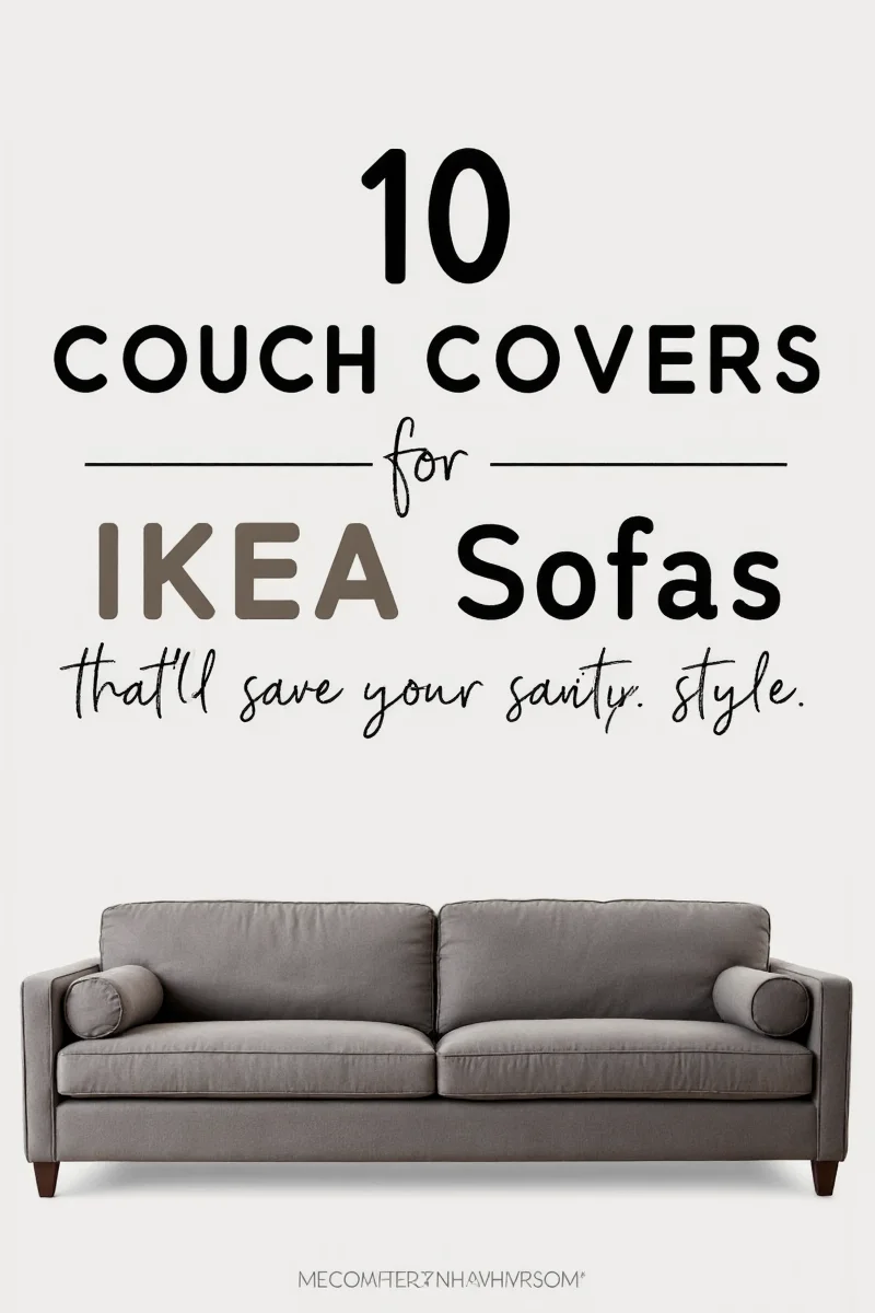 Happy family relaxing on covered IKEA sofa