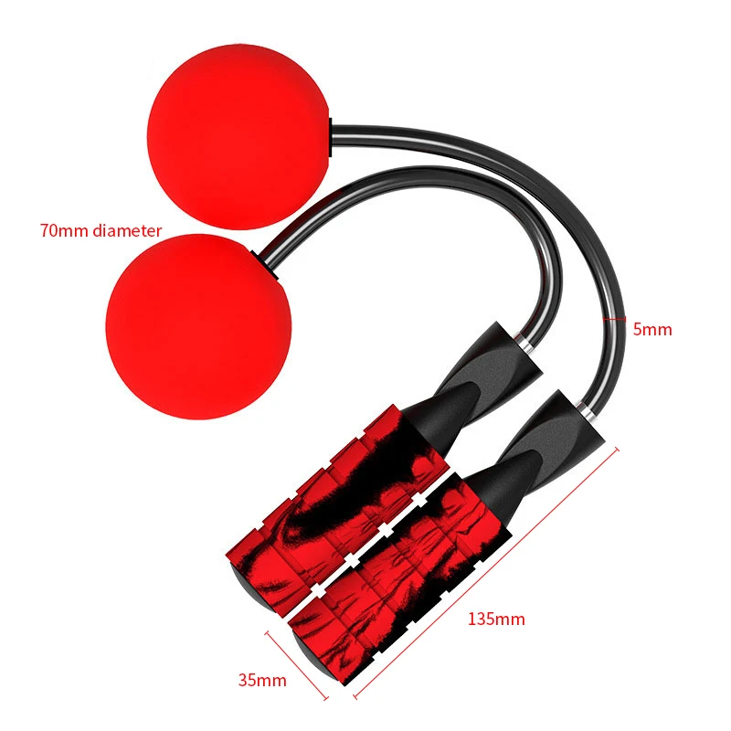 

70mm Big Ball PVC Cordless Skipping Rope Fitness Exercise Weighted Ball Wireless Bearing Jump Rope, Red, black, gray, green