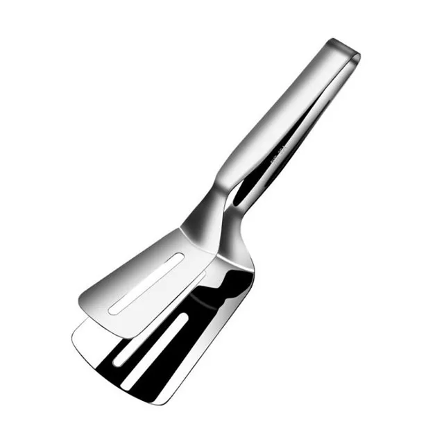 

304 Stainless Steel Tong Cooking Utensil for Holding Flipping Steak Fish Bread Pizza Pies, Silver