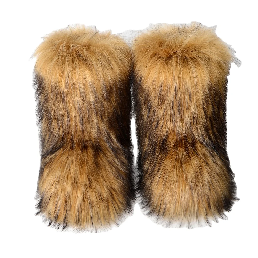 

Winter Boots for Women Furry Snow Boots Fuzzy Shoes Fluffy Plush Warm Comfortable Outdoor Warm Boots, Green