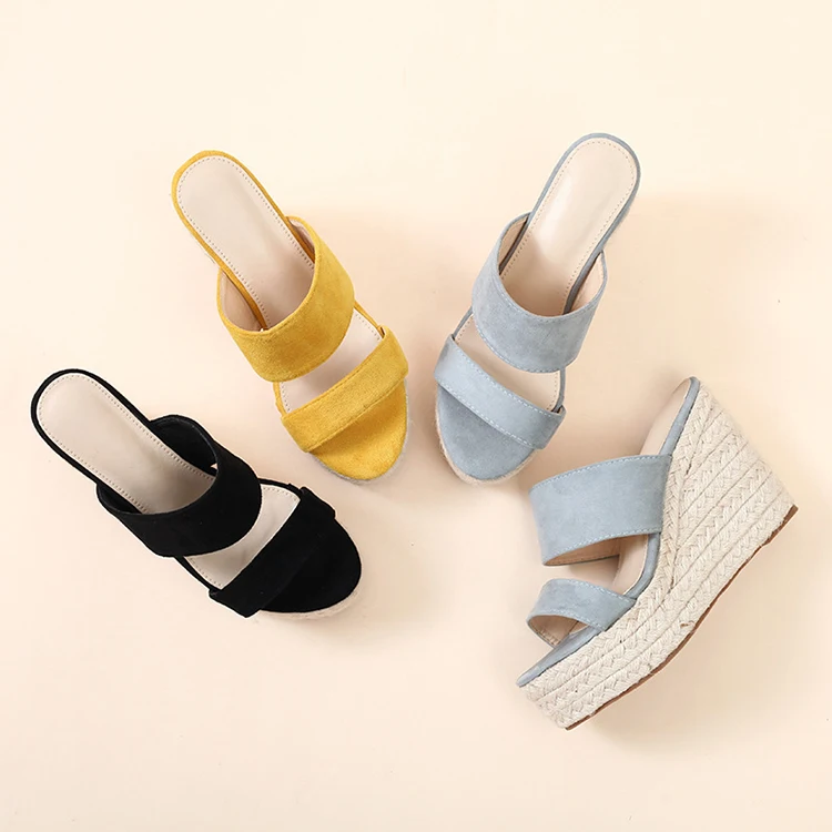 

Trendy Comfortable Fashion Wedge Heel Platform Heels Chunky Sandals For Ladies And Women, Yellow, blue, black