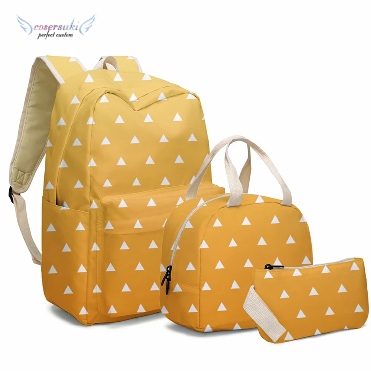 

Demon Slayer Kimetsu no Yaiba Agatsuma Zenitsu schoolbag backpack & Lunch box bag & pencil case three piece set