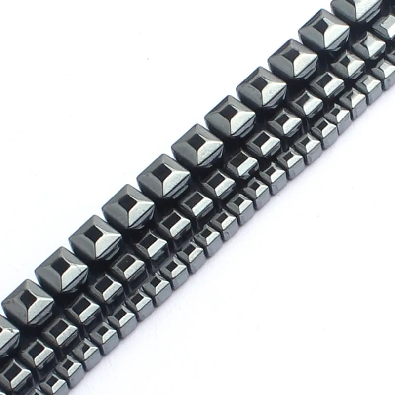 

Natural Stone Beads 3/4/6MM Square Shape Black Hematite Cube Loose Beads For Jewelry Making