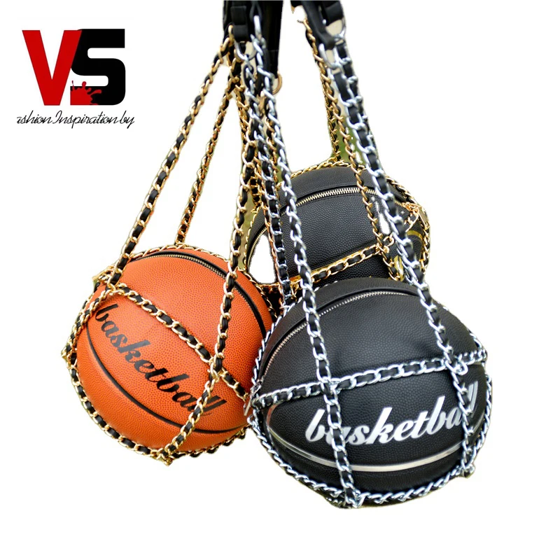 

Grace Ladies PU Shoulder Basketball Trendy Top Fashion Basketball Bag For Woman Luxury Designer Clutch Purse Round Ball Handbag, As picture