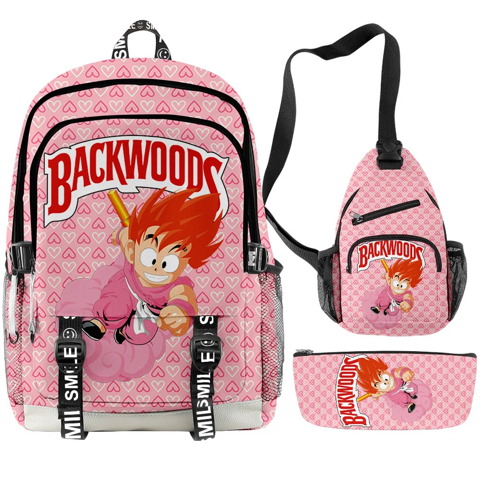 

3pcs new backwoods cigar Backpack DRAGON-BALL campus Fashion Super Saiyan knapsack fabric smell proof cool student Shoulder Bags