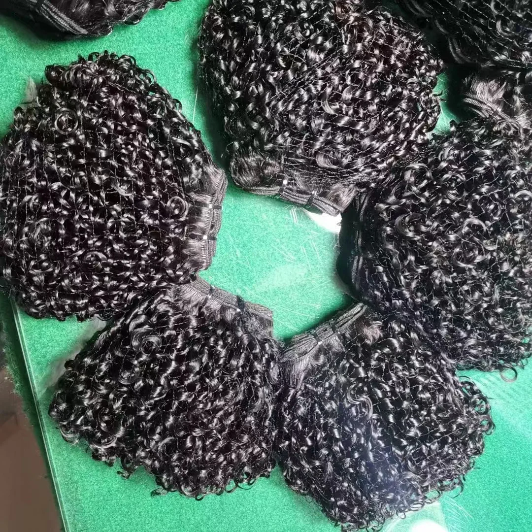 Attention!!double Drawn Bouncy Curly Human Hair with Closure Brazilian Hair Funmi Hair Pixel Curl Wholesale for Nigeria Market