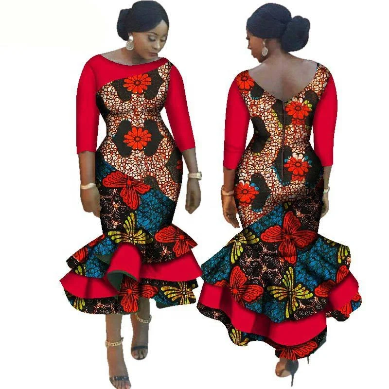 

African women's garment cotton dress Slim-fit spot cotton batik dress clothes