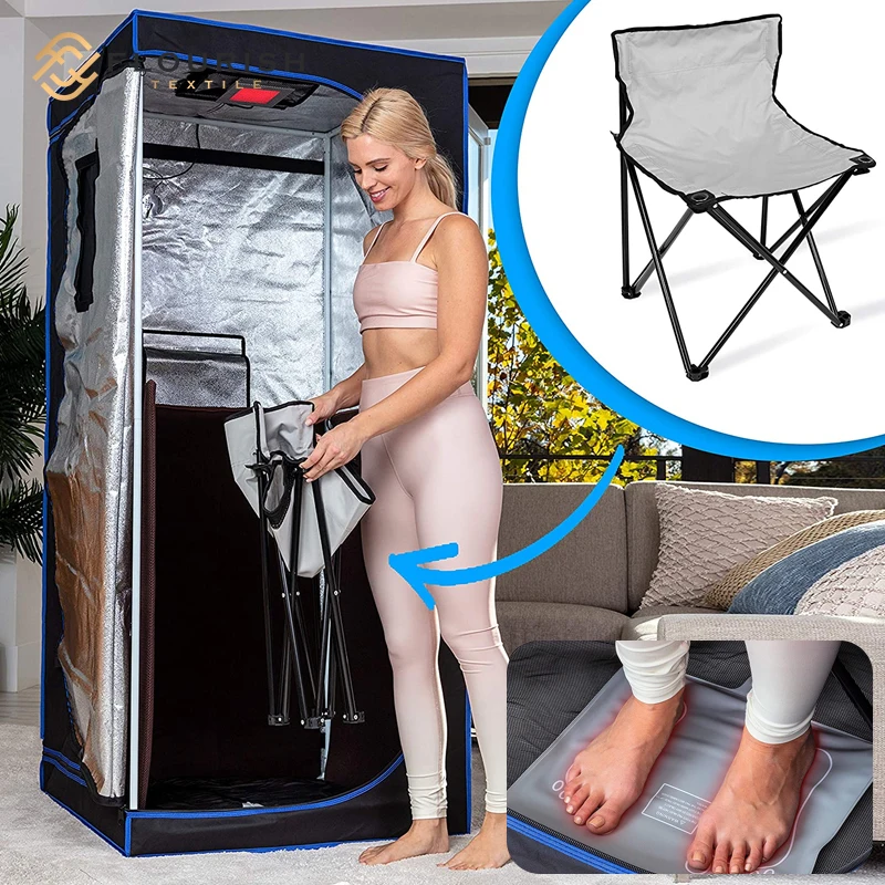 

Flourish Portable Sauna Tent Foldable One Person Full Body Spa for Weight Loss Detox Therapy Without Steamer Black