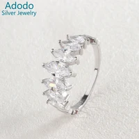 

adodo custom logo birthday gift 925 sterling silver jewelry natural white zircon baguette ring for girlfriend