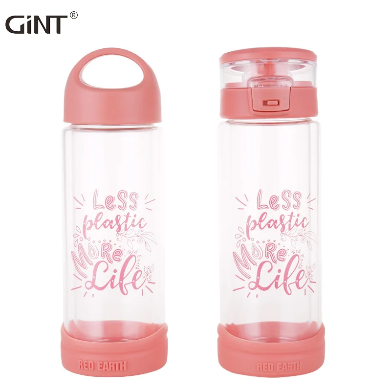 

450ml clear multi colors BPA free anti-scald double wall glass drinking water bottle