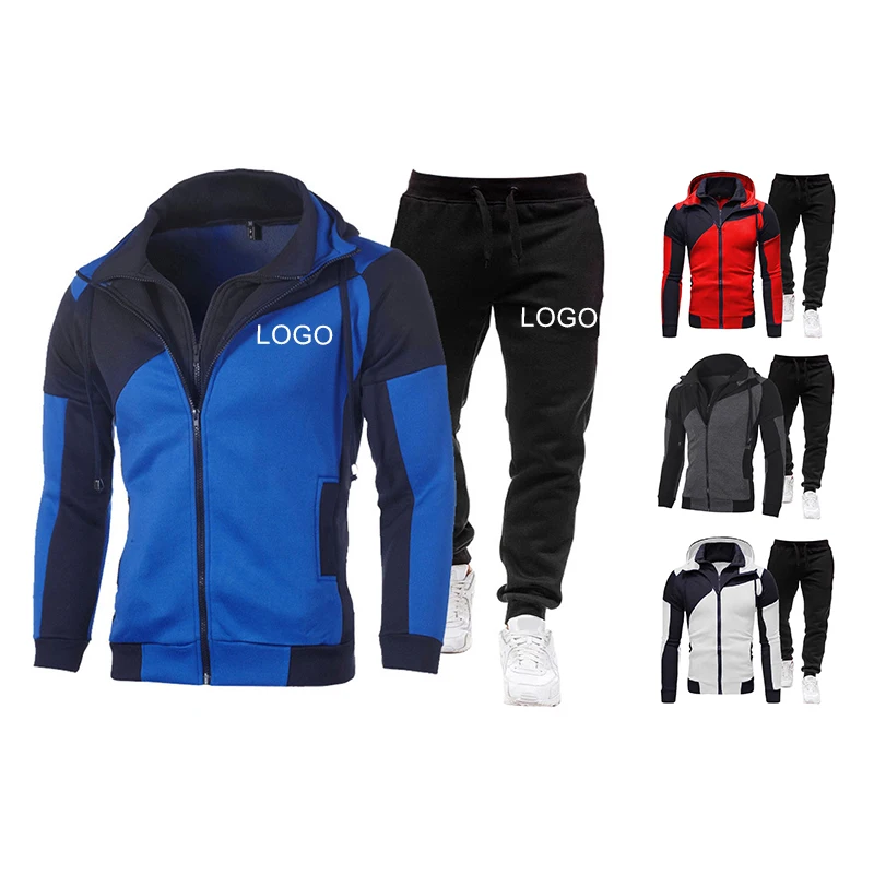 

Custom High Quality Mens Sweatsuits Set Sports Jogging Track Jacket Suit Zip Up Men 2 Piece Sweat Suits With Hoodies