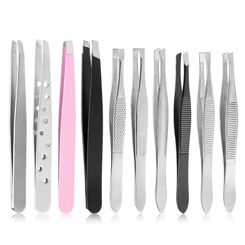 

Stainless Steel Tweezers Pluckers Clip Eyebrow Trimmer Eye Brow Clips Hair Removal Makeup Beauty Tools