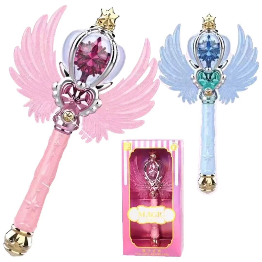 

New design Girl's dress up & pretend play Sound and Light Music Magic stick Wand with wing beautiful angel plastic light up toys