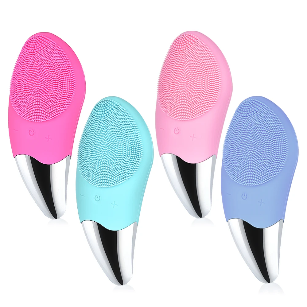 

USB Rechargeable Electric Silicone Face Brush Deep Cleansing Beauty Facial Brush Waterproof sonic Vibration Facial Cleaner