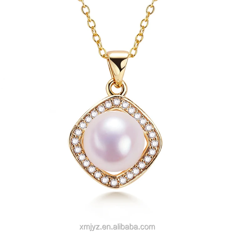 

Zhujiyuan Origin Natural Freshwater Pearl Pendant Square Necklace Micro Inlaid Zircon Jewelry