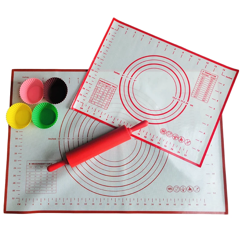 

Eco-friendly heat resistant fiberglass silicone baking mat with measure