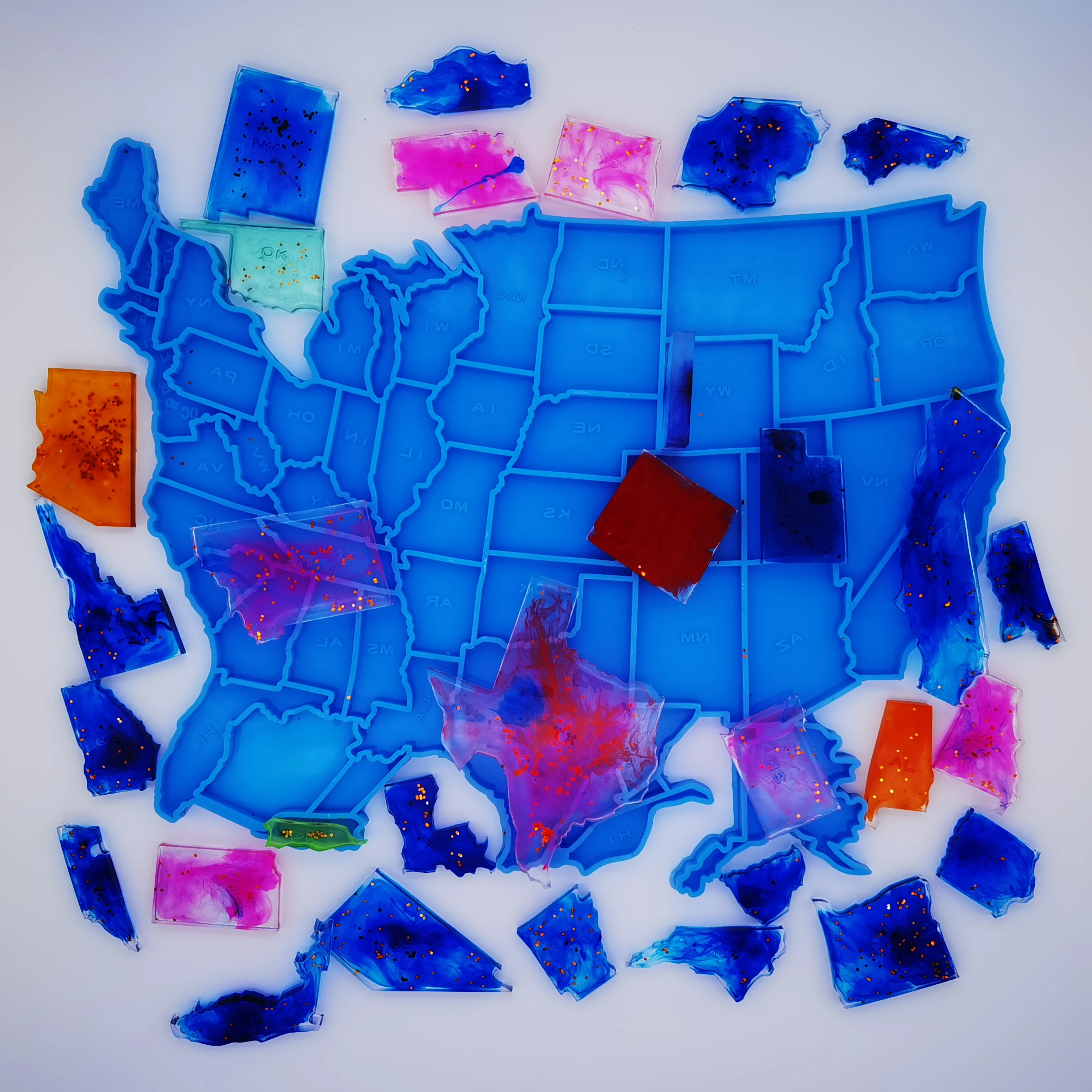 

New Design Epoxy Resin Silicone Mold For USA States Map Puzzle