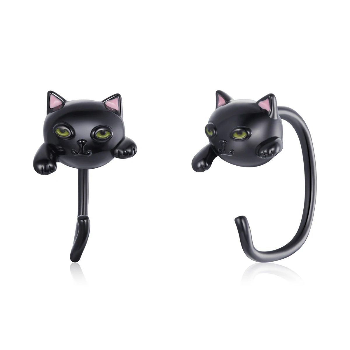 

BAMOER Authentic 925 Sterling Silver Minimalist Black Cute Cat Stud Earrings for Women Fashion Jewelry Animal Gift SCE1125