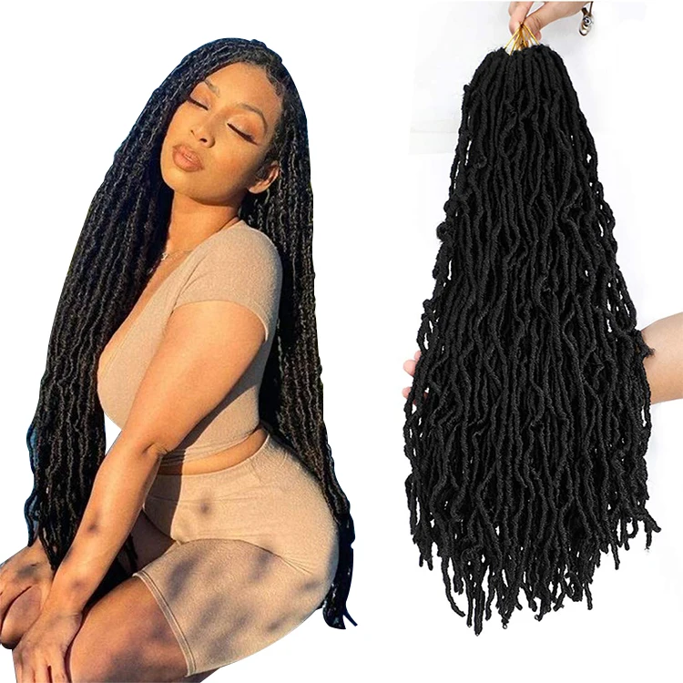 

NU 24 Inch New Faux Locs Crochet Hair Natural Black Soft Locs for Black Women Long Pre-looped Goddess Locs Braiding Hair, 4#, 27#, 30#, 613#...