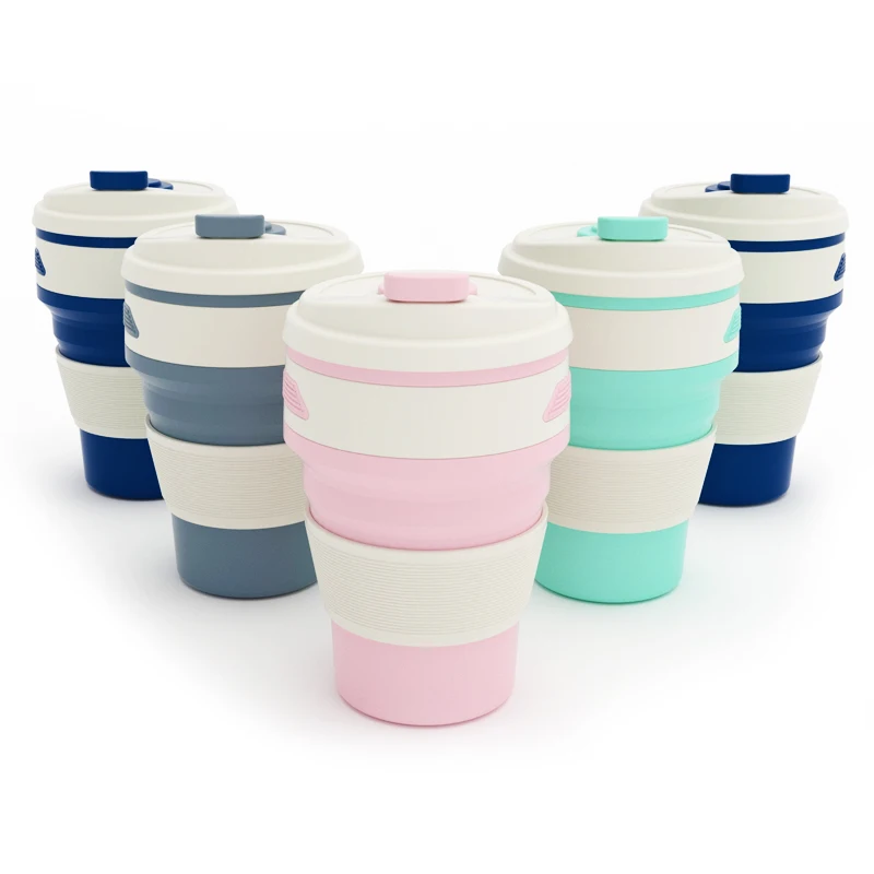 

Hot Folding Silicone Cup Portable Silicone Telescopic Drinking Collapsible Coffee Cup Multi-function Foldable Silica Mug