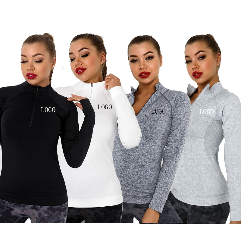 

Multiple Color Sexy Women Knitted Quickly Dry Clothing Female Gym Tops With Hidden Pockets Yoga Tights Sweatshirts