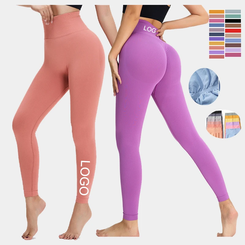 

2023 Outdoor Elastic Compression Scrunch Seamless Yoga Pants High Waist Yoga Gym Fitness Leggings For Women