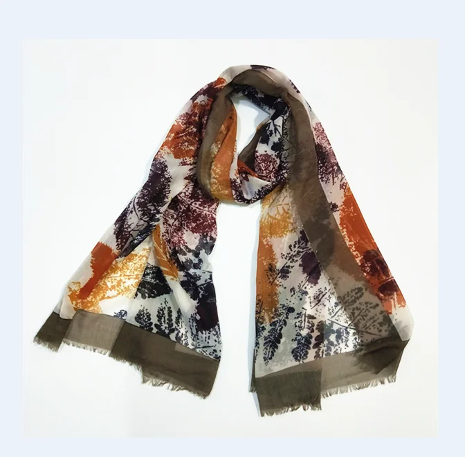 印花真丝围巾女装夏季春季长头围巾披肩