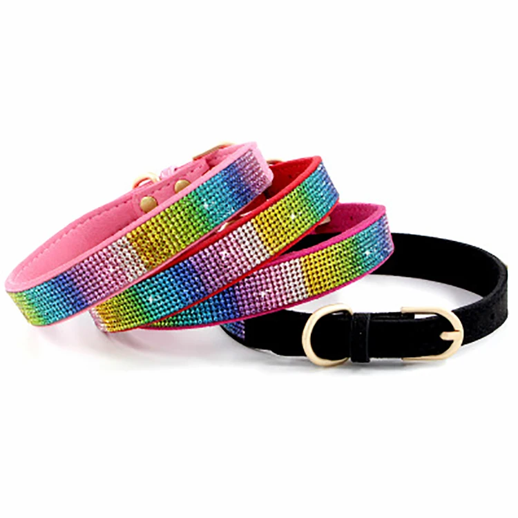 

Hot Amazon Velvet Colourful Rhinestone Pet Dog Collars and Leash Set, Picture