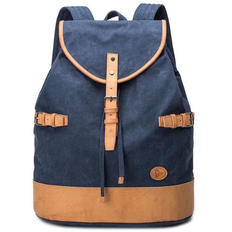 

Hiking Computers Laptop Canvas Bag Men Satchel Leather Vintage Waxed Canvas Backpack