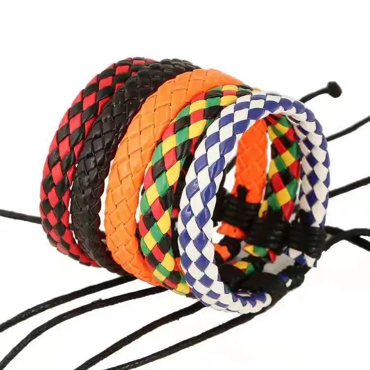 

Fashion PU leather woven bracelet for men and women, Multicolor