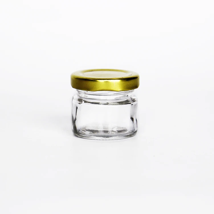 

Mini herb storage jars small clear cans with golden lid for saffron