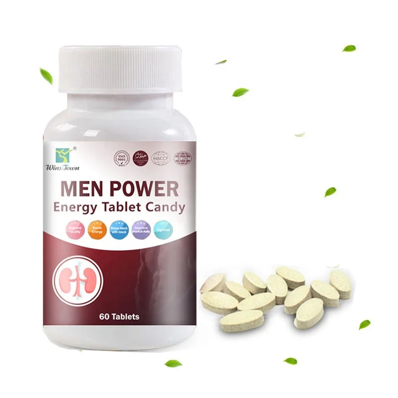 

Hot selling Men Power Tablets Energy Candy Capsules Natural Peruvian Black Maca Dietary Supplement booster Herbal Pills for man
