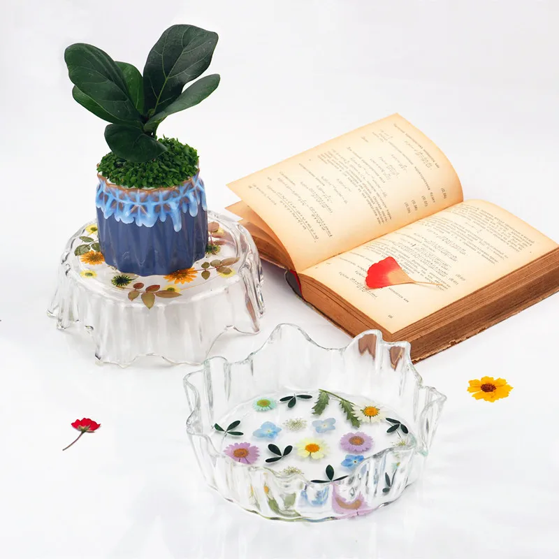

RO122 DIY irregular tray flowerpot shelf silicone mold 3D table storage box plate epoxy silicone mold, White