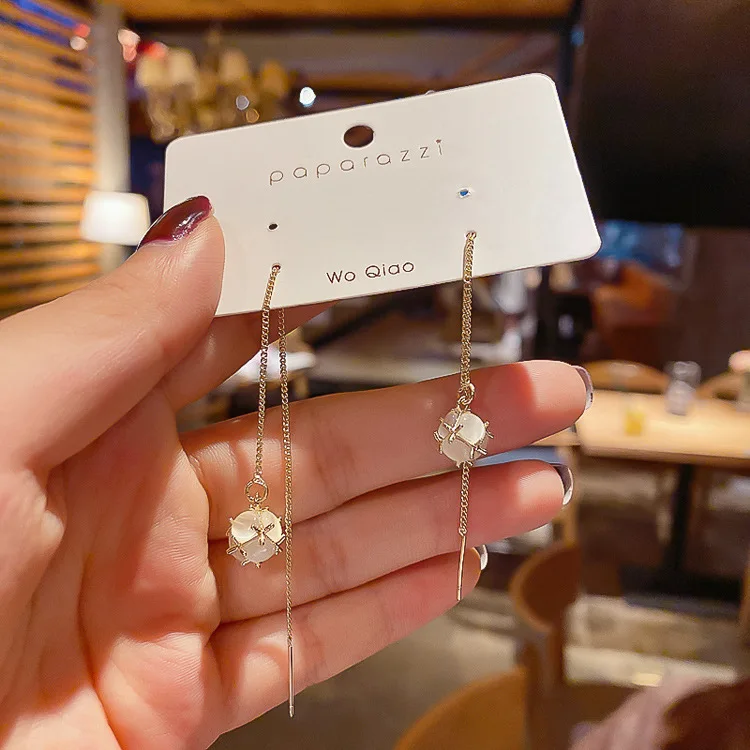 

fashion jewelry trendy opal drop earring chain girls