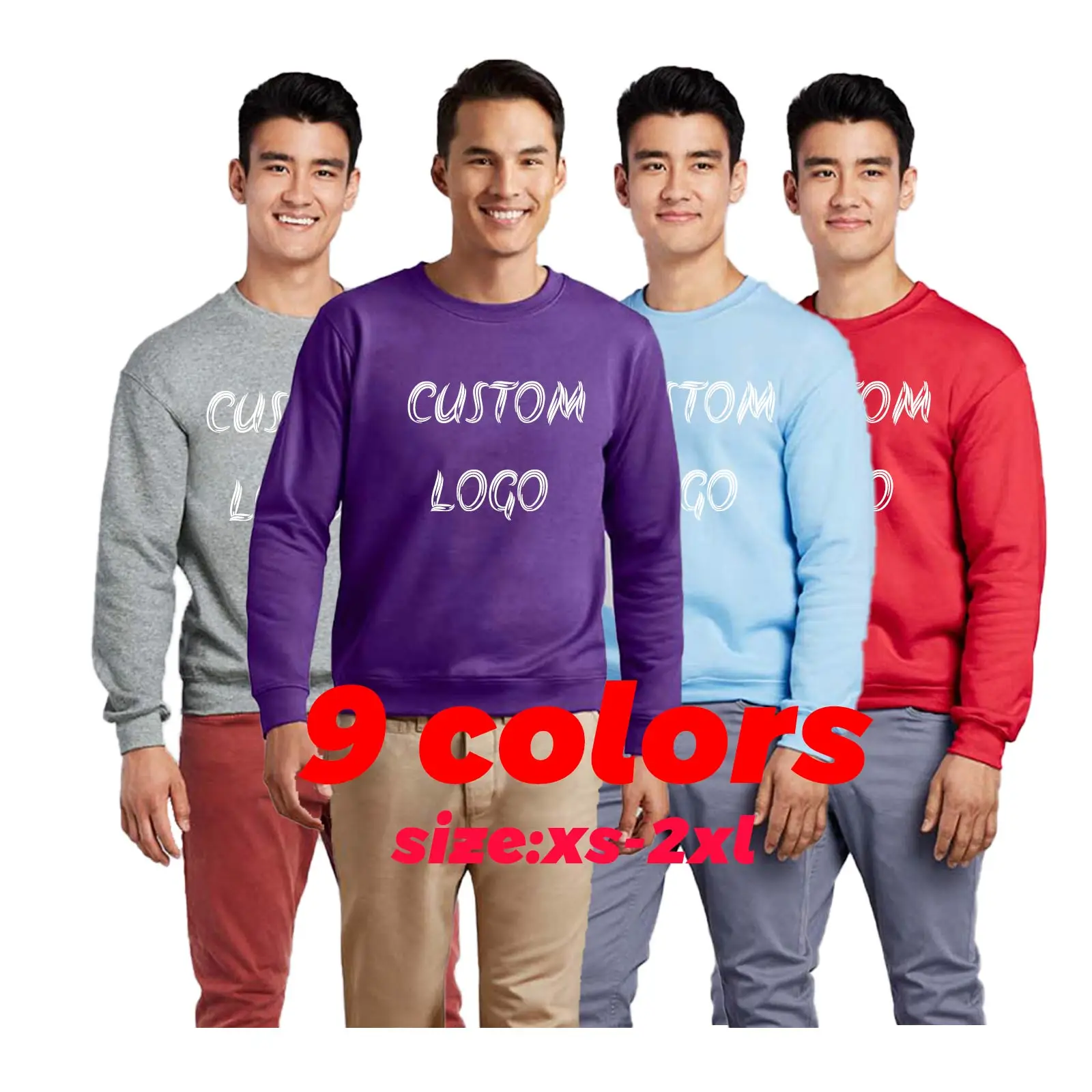

Hot Sale 2021 Solid Color Sport Clothes Long Sleeve Tops Men's T Shirt Printing Blank White Winter Mens Sweater Custom Designer