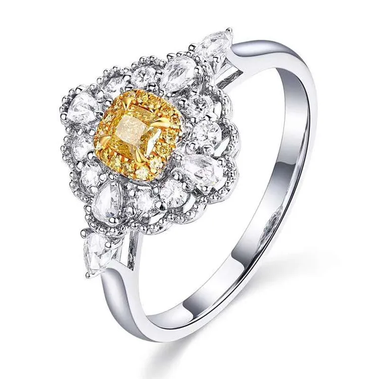 

SGARIT natural diamond jewelry ring 18k gold 0.21ct yellow diamond ring wedding engagement women custom jewelry