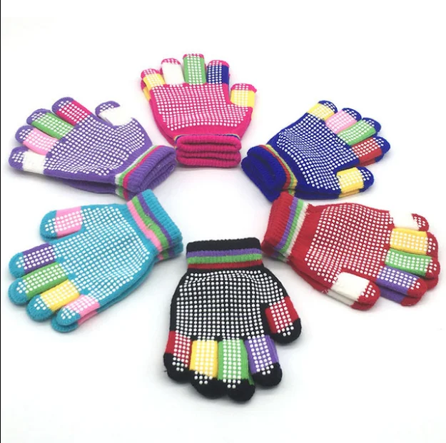 
Good quality acrylic knitted doubld palm pvc dot fashion winter hands magic gloves 