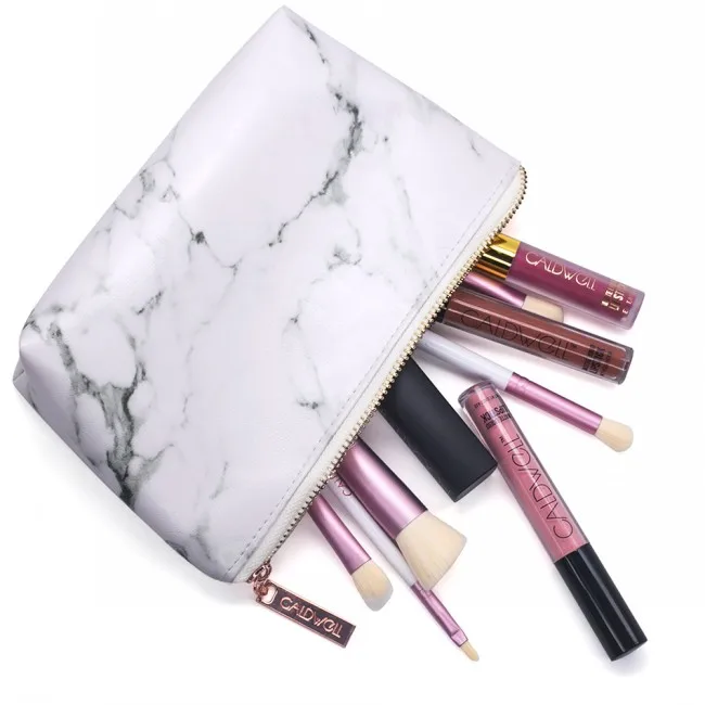 

Promotion custom fashion design logo marble cosemetic travel bag customized make up bag
