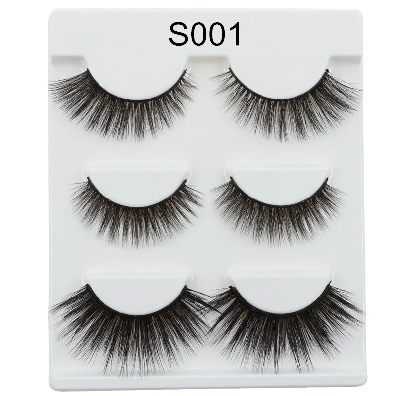 

Makeup Faux Mink Eyelashes With 3 Pack Eyelash Packaging 3 pairs 3d lashes