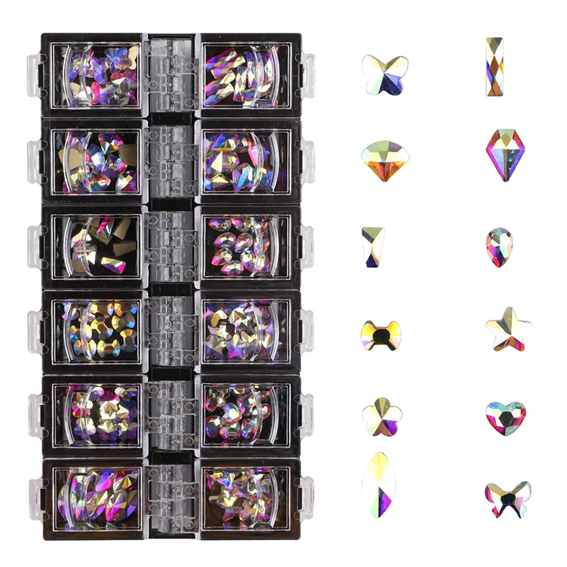 

Misscheering Boxed Flat AB Shaped Diamond Star Love Nail Diamond Butterfly Nail Sticker Rhinestone Nail Art Jewelry, 1 colors