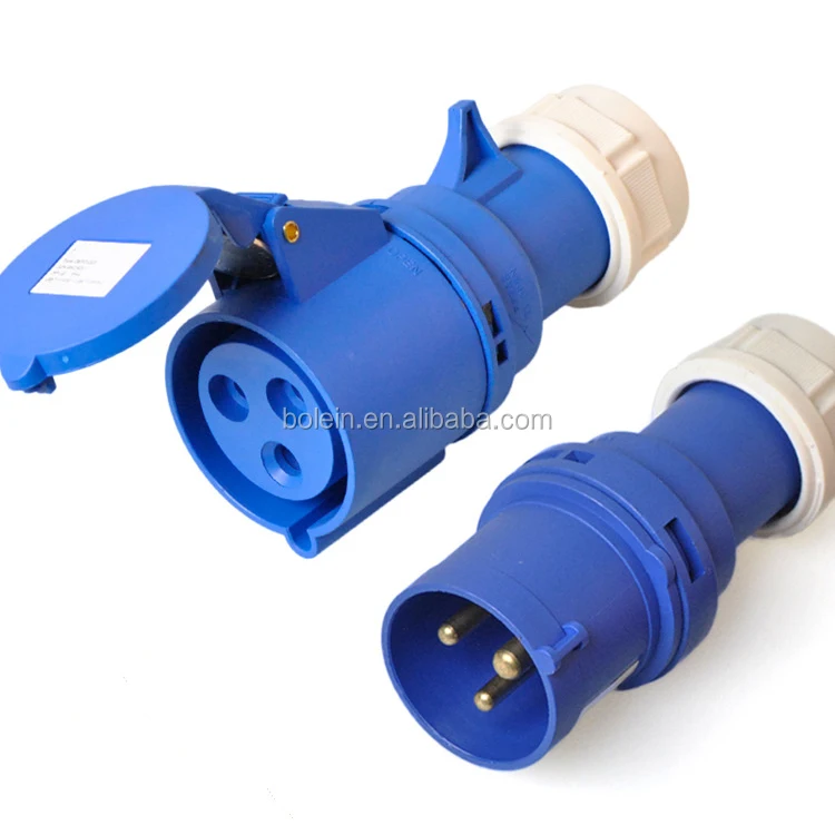 3 Pin 240V 32AMP Industrial IP44 Weatherproof Plug & Sockets Connectors Blue 