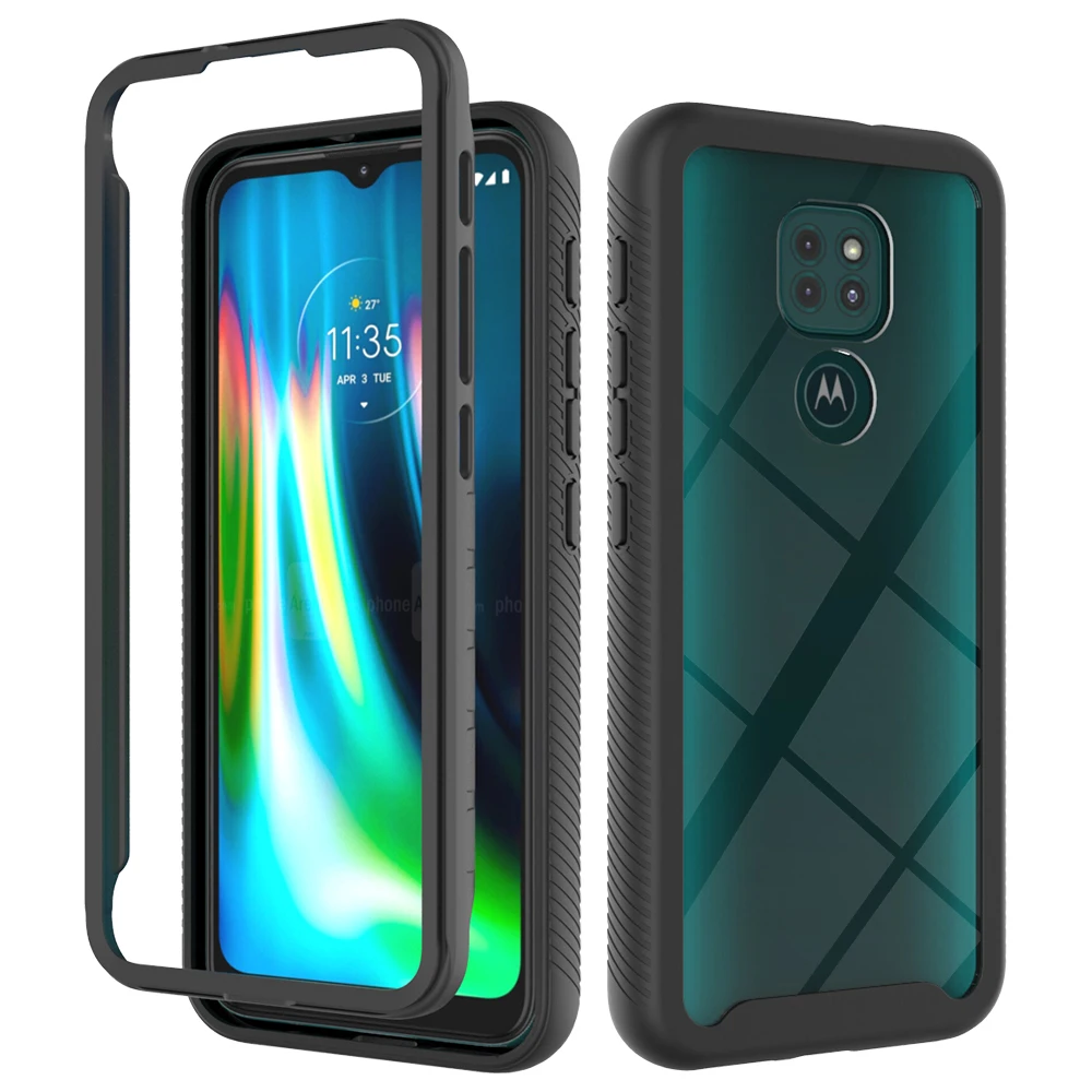 

360 Full Body Rugged Bumper Cover with Front Frame Hybrid Hard Phone Case for Moto G9 Play / G9 / E7 Plus
