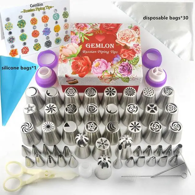 

Russian Piping Tips 88 pcs Icing Tips Cake Decoration Tips Set DELUXE Cake Piping Icing Nozzles Cake Baking Tools Supplies