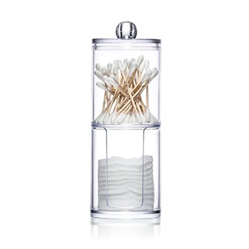 

Acrylic Cotton Ball and Swab Holder with Lid Plastic Cotton Pad Container Organizer