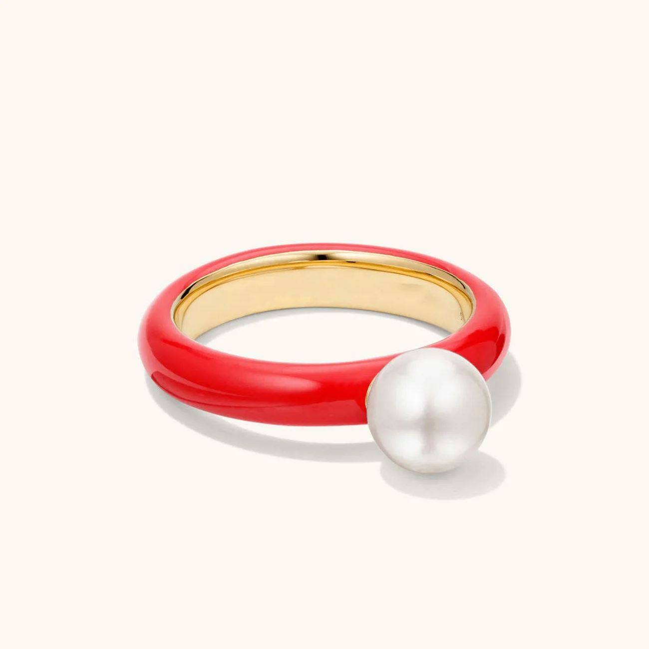 

LOZRUNVE Silver 925 Sterling Simple Custom Freshwater Pearl Enamel Ring Jewelry for Women